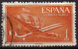 ESPAÑA 1955 1172 Sello Super Constellation y Nao Santa Maria Usado Espana Spain Espagne Spagna Spanje Spanien 